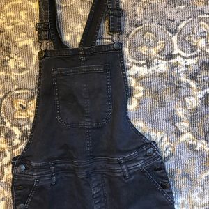 Forever 21 black faded denim overalls